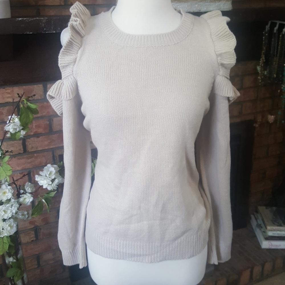 Cold shoulder ruffle sweater nwt